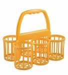 Seventies yellow plastic bottle holder/carrier