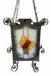 Stained glass pendant oil lamp