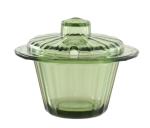 Dutch Leerdam green glas Neerlandia jampot