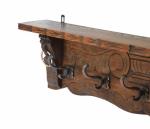 Antique Dutch wall mounted wooden hat and coat rack