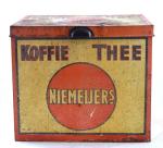 Large Dutch antique retailers display storage shop tin: Niemeijer's Koffie Thee