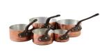 Vijfdelige Franse koperen pannenset kk. p 8