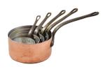 Vijfdelige Franse koperen pannenset kk. p 8