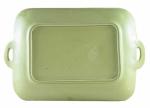 Green majolica serving dish