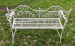 Small white metal garden bench