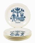 Set of six Dutch traditional clothes plates