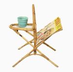 Vintage rattan/bamboo plant stand with magazine rack