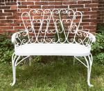 Small white metal garden bench Small white metal garden bench