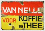 Emaille reclamebord Van Nelle voor Koffie en Thee c. r 16 Emaille reclamebord Van Nelle voor Koffie en Thee c. r 16